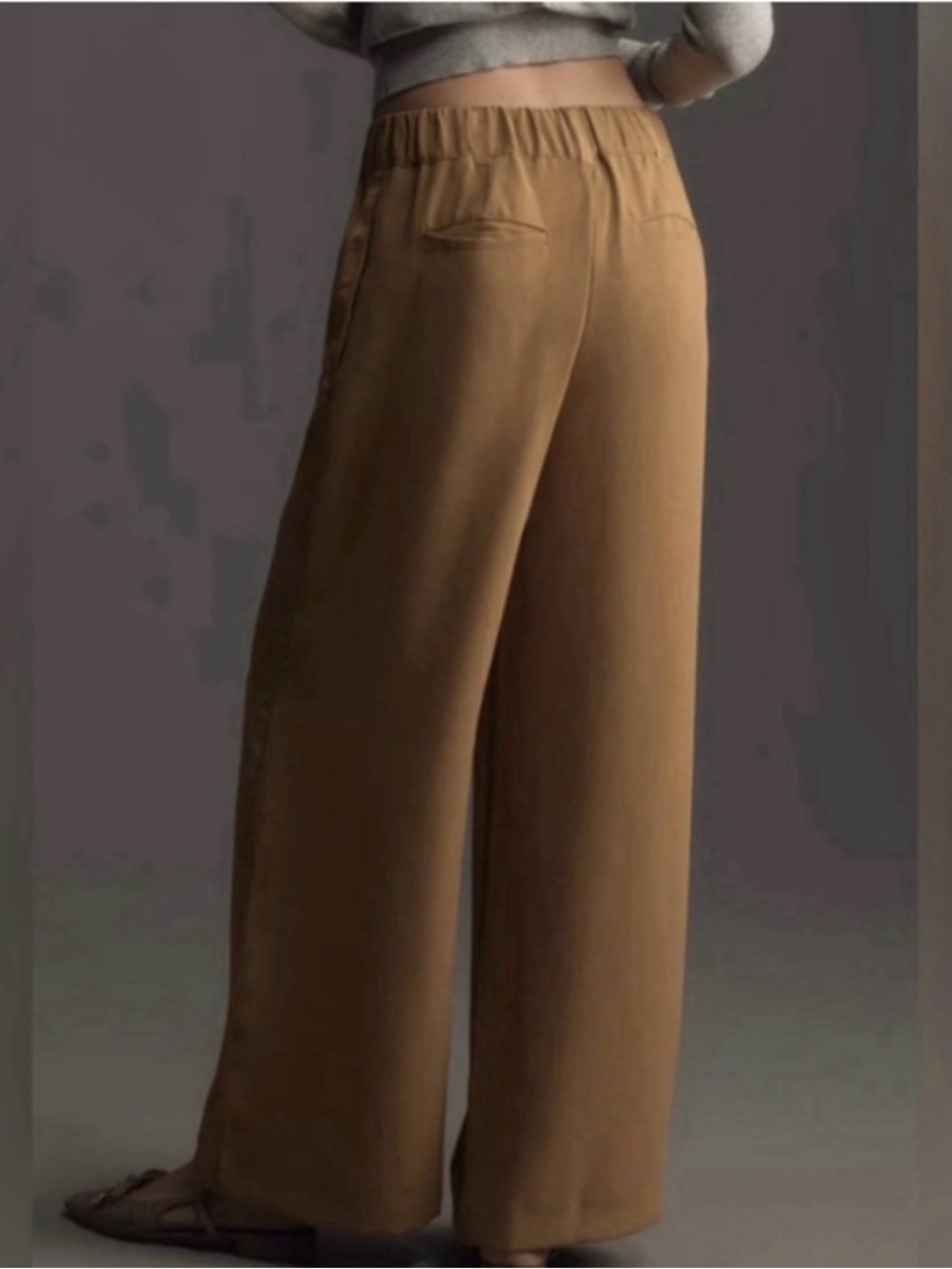 Anthropologie Wide-Leg Tuxedo Stripe Pants in Camel - Picture 2 of 8